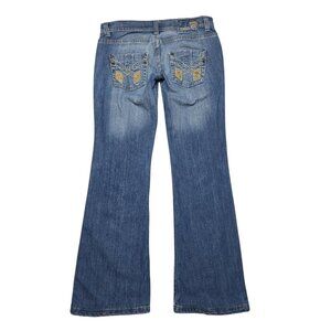 Diesel Jeans Womens 32 Blue Bootcut Flare Y2K Low Rise Italy Embellished Pockets